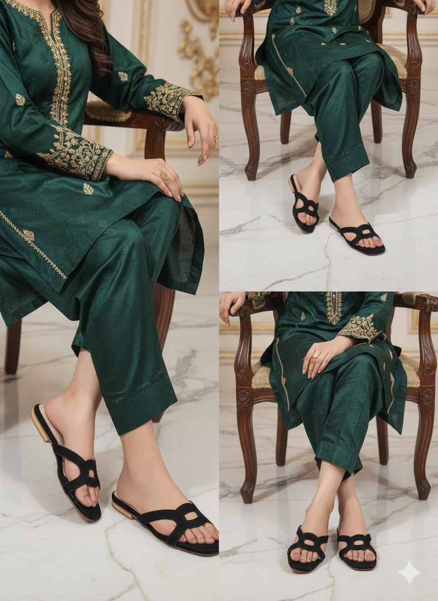 Black Ameera Classic Slides