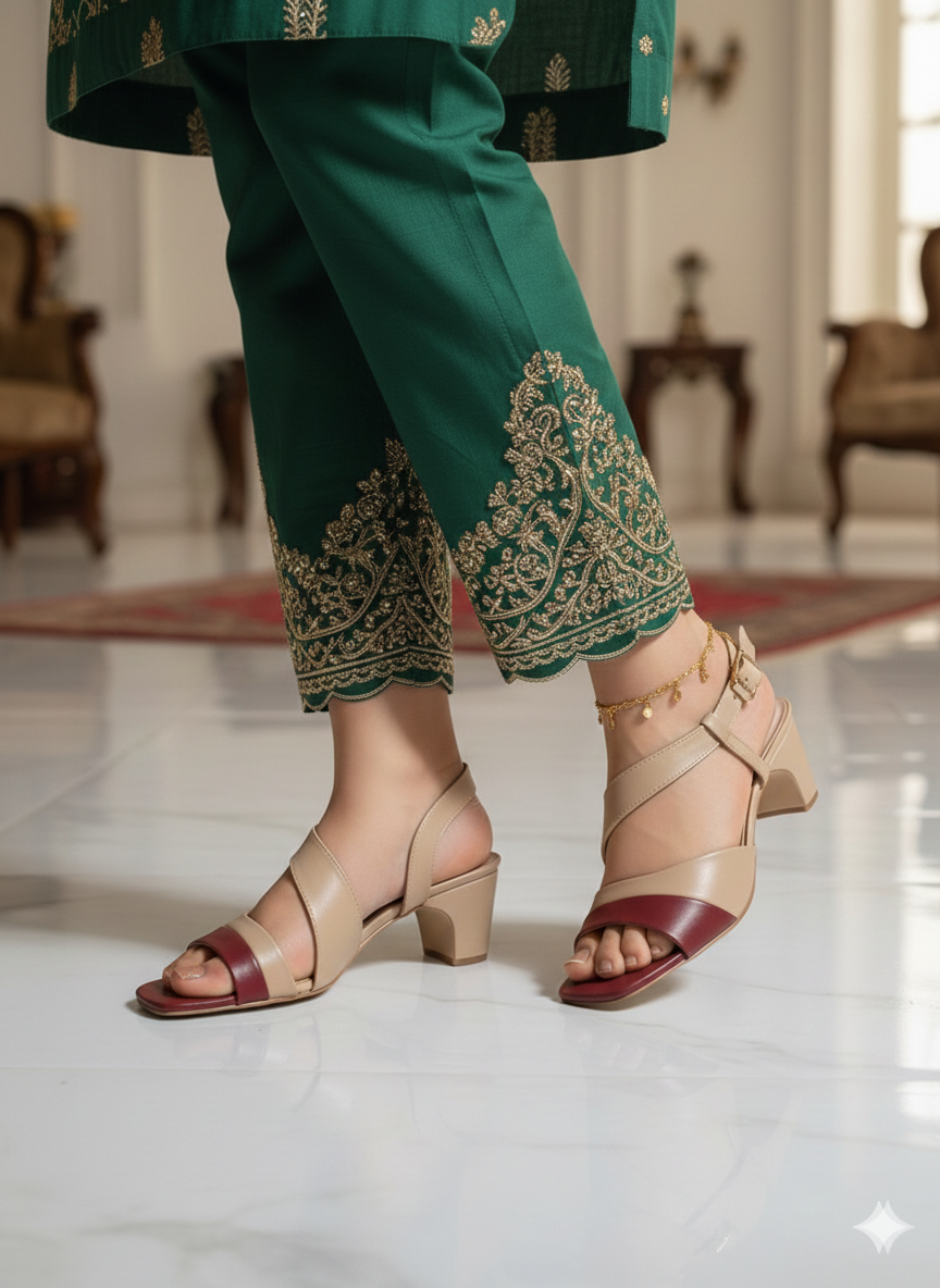 Maroon Sultana Comfort Heel