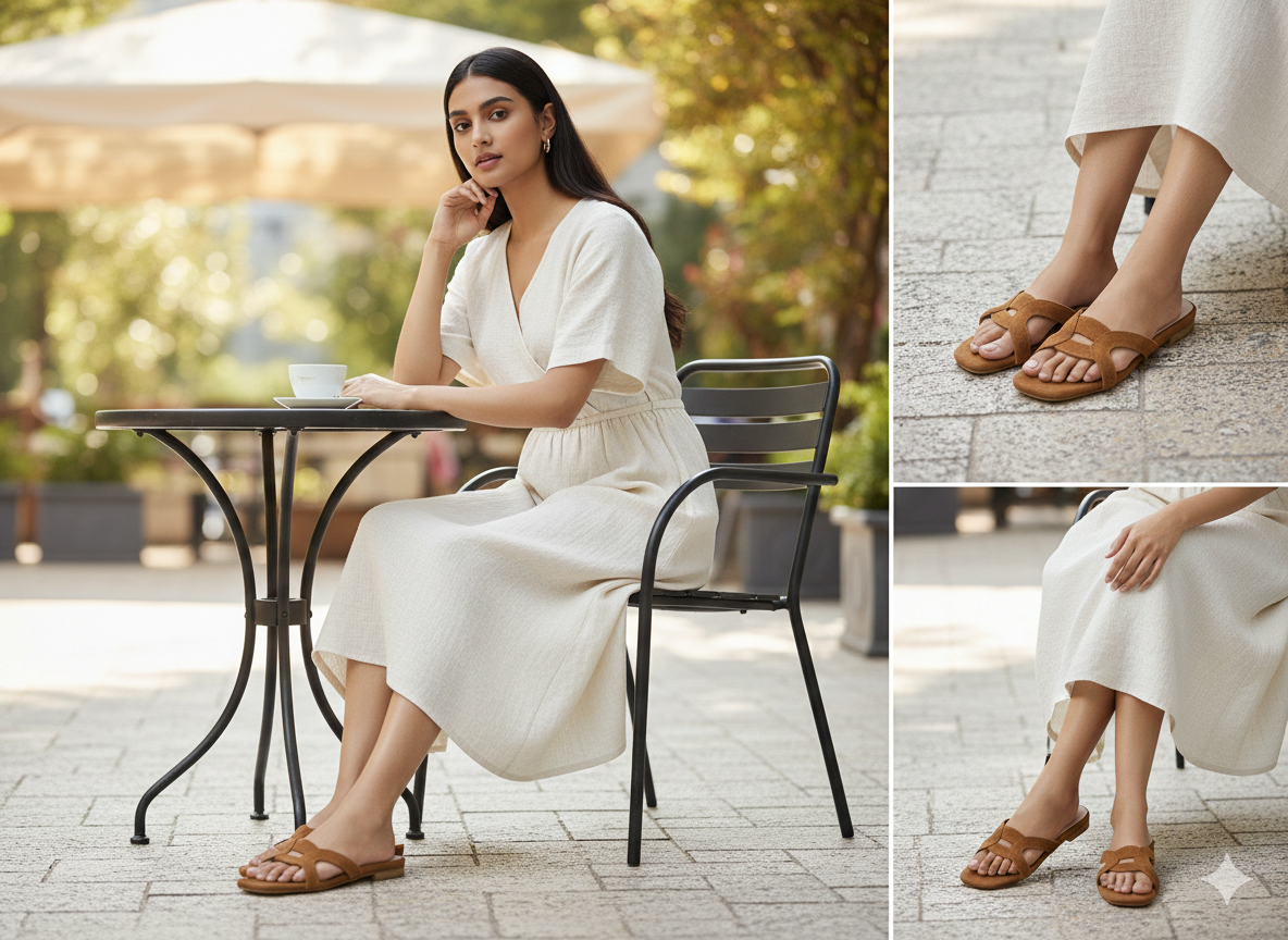 Brown Ameera Classic Slides