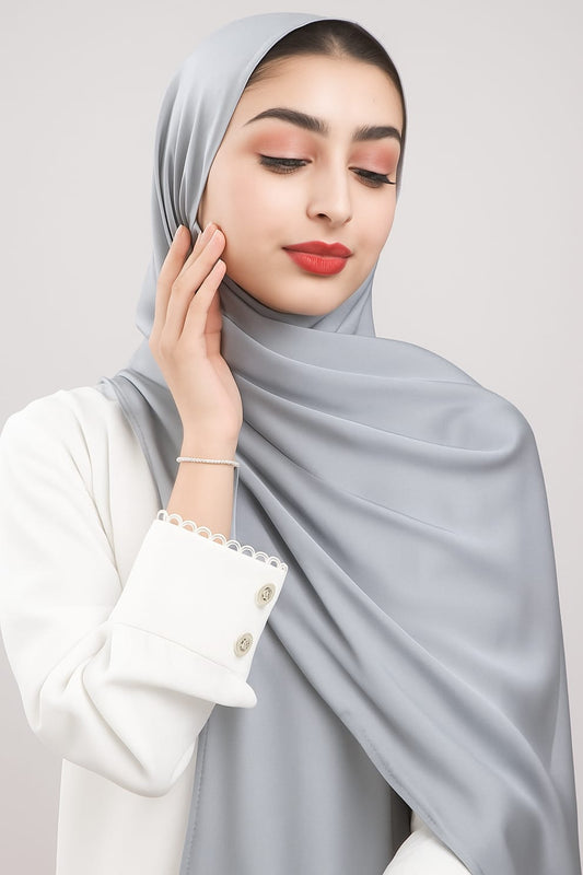 Plain Satin Silk-Grey