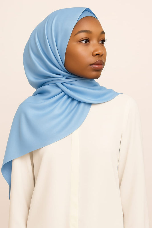 Plain Satin Silk-Ice Blue