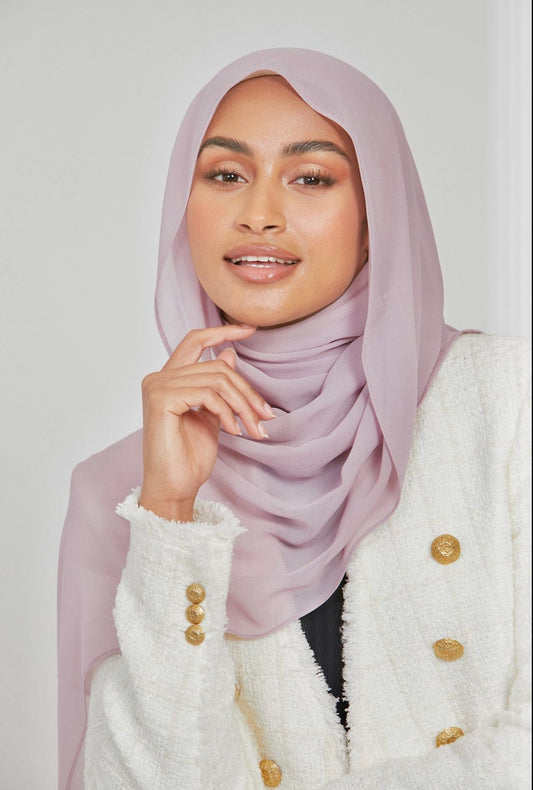 Premium Georgette Chiffon-Blush Lilac