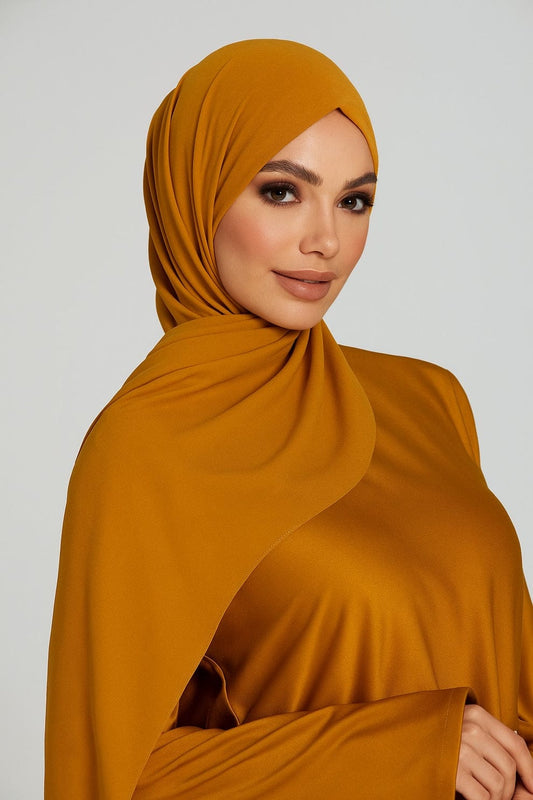 Premium Georgette Chiffon Hijab- Burnt Mustard