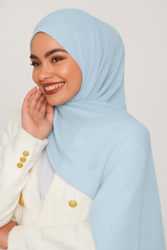 Premium Georgette Chiffon Hijab – Ice Blue