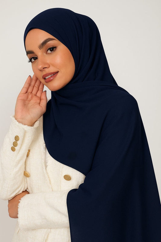 Premium Georgette Chiffon Hijab – Midnight Ocean