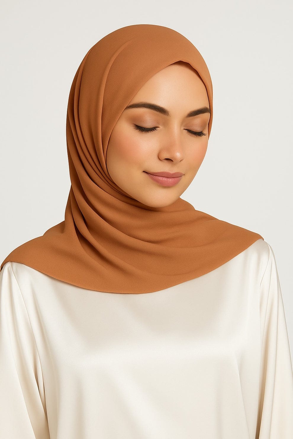 Premium Georgette Chiffon Hijab – Caramel Brown