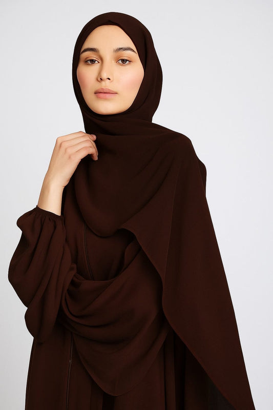 Premium Georgette Chiffon Hijab – Dark Brown