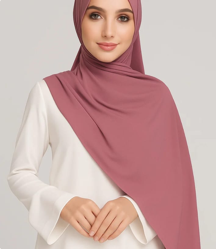 Premium Georgette Chiffon Hijab – Dark Pink