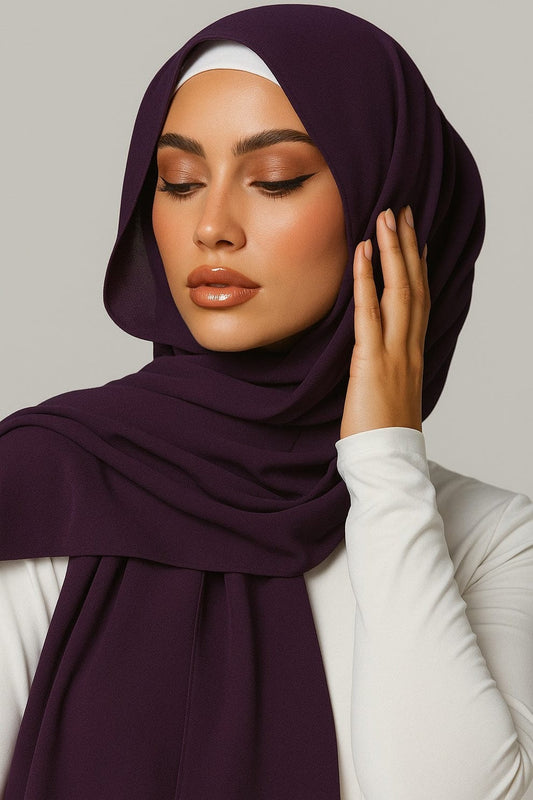 Premium Georgette Chiffon Hijab – Dark Purple