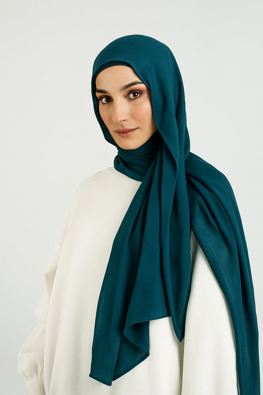 Premium Georgette Chiffon Hijab – Deep Teal