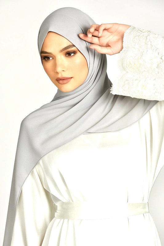 Premium Georgette Chiffon Hijab – Light Grey