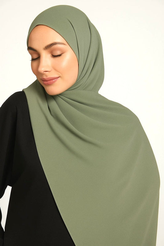 Premium Georgette Chiffon Hijab – Sage Green