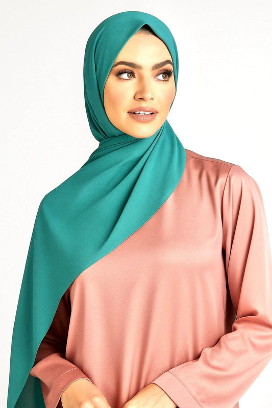 Premium Georgette Chiffon Hijab – Sapphire Teal