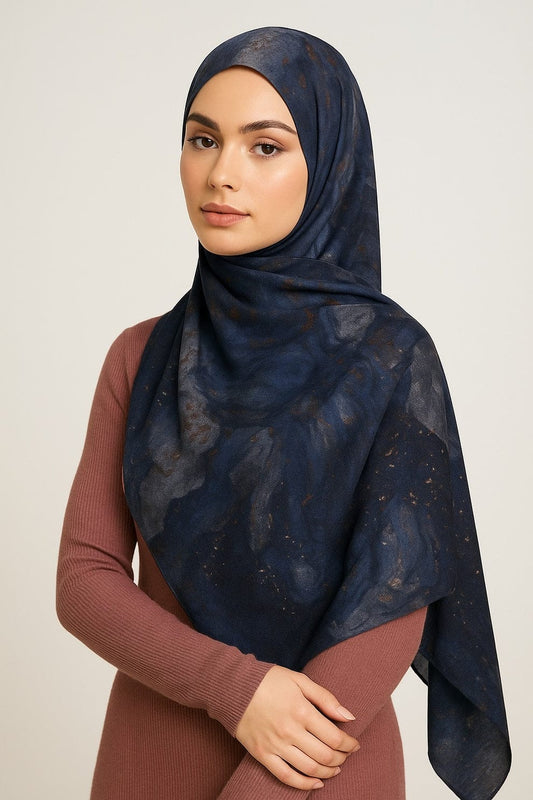 Printed Modal Hijab – Midnight Marbel