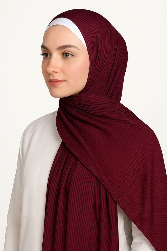 Ribbed Jersey Hijab – Burdundy