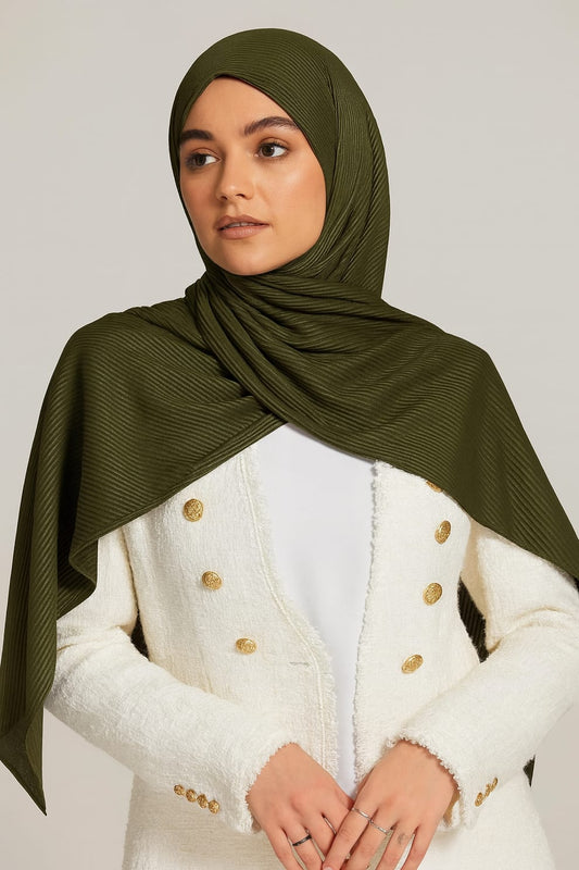 Ribbed Jersey Hijab – Moss Green