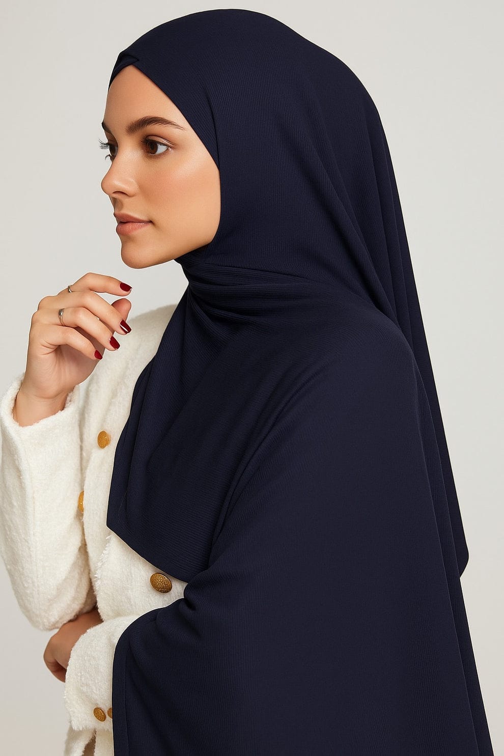 Ribbed Jersey Hijab – Navy