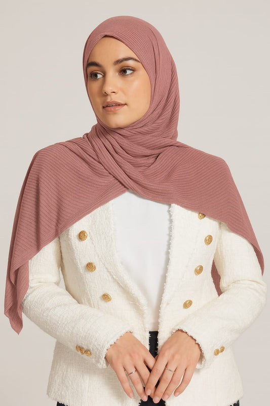 Ribbed Jersey Hijab – Rose Pink