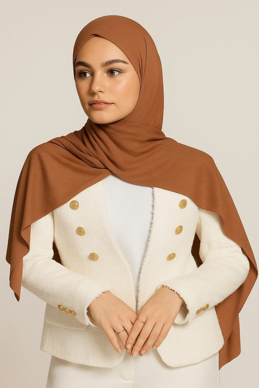 Ribbed Jersey Hijab – Rust Orange