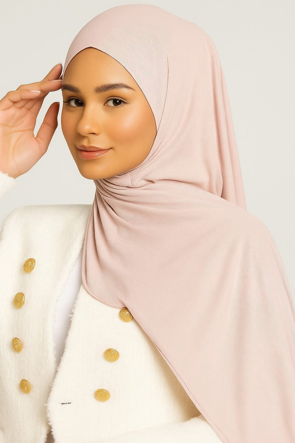 Ribbed Jersey Hijab – Soft Nude Pink