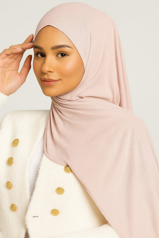 Ribbed Jersey Hijab – Soft Nude Pink