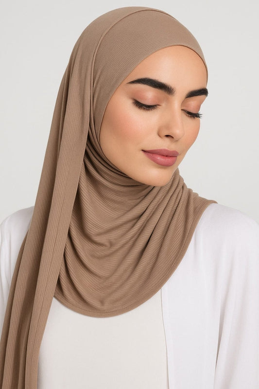 Ribbed Jersey Hijab – Taupe