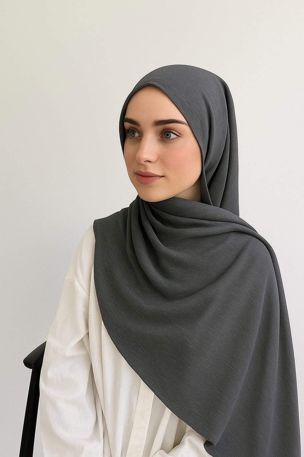Turkish Lawn Hijab – Charcoal Grey