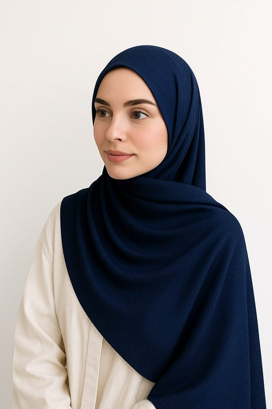 Turkish Lawn Hijab – Midnight Ocean
