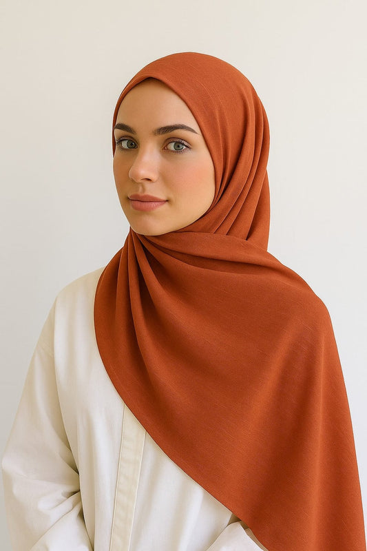 Turkish Lawn Hijab – Rust Orange