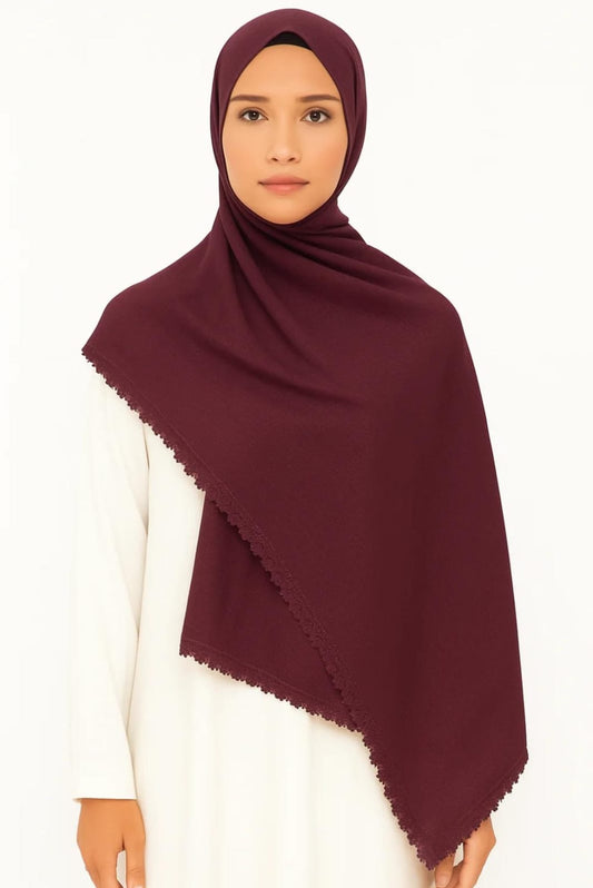 Turkish Lawn Lace Hijab – Plum